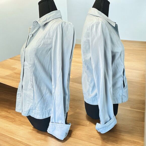 Eileen Fisher Organic Cotton Blue Jacket With Button Pockets Women’s XS - Picture 2 of 8